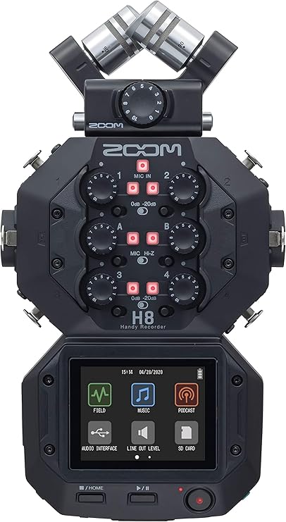 Zoom H8 Portable Recorder (compatible upto 12-Track recording) 6 Inputs, Touchscreen/Usb Audio Interface, Battery Powered, For Stereo/Multitrack Audio, Video, Podcasting and Music Zoom H8 Portable Recorder (compatible upto 12-Track recording) 6 Inputs, Touchscreen/Usb Audio Interface, Battery Powered, For Stereo/Multitrack Audio, Video, Podcasting and Music